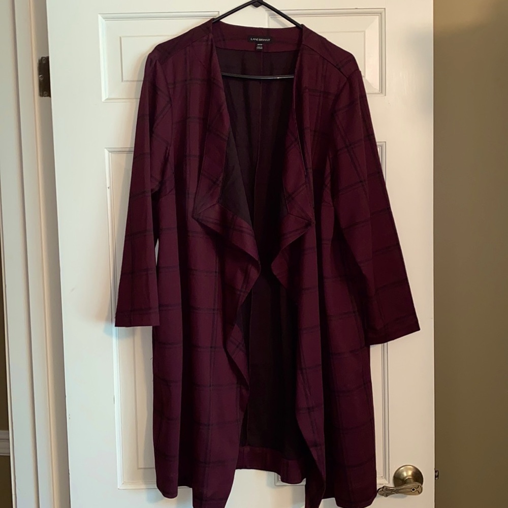 Lane Bryant Burgundy plaid jacket
